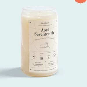 April 17th Birthday Candle by BIRTHDATE CO. - Mint, Geranium, Cedarwood - NWT